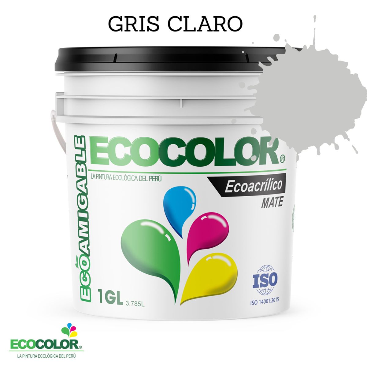 ECOCOLOR - PINTURA ECOLOGICA ECOACRILICO MATE GRIS CLARO 1GL