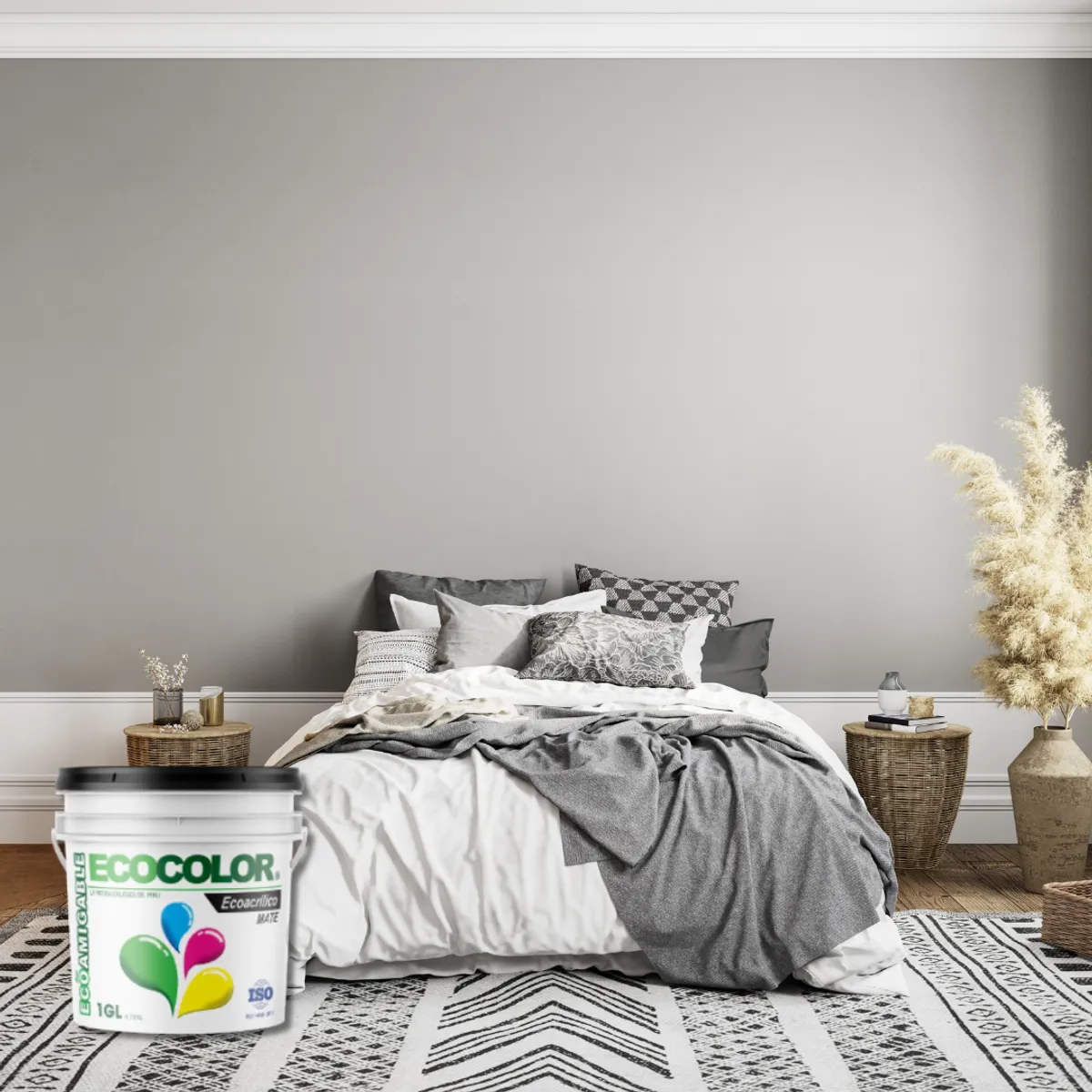 ECOCOLOR - PINTURA ECOLOGICA ECOACRILICO MATE GRIS CLARO 1GL