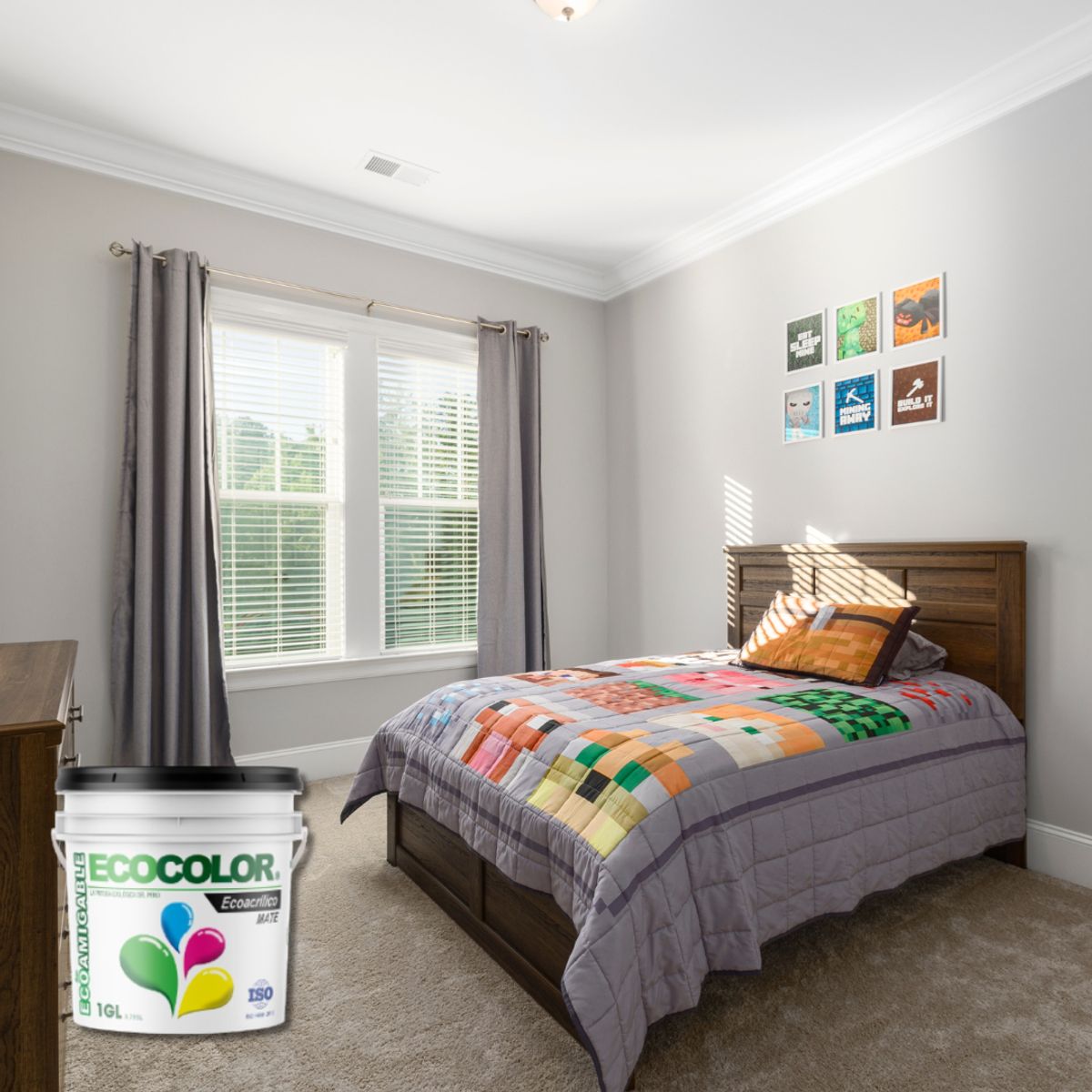 ECOCOLOR - PINTURA ECOLOGICA ECOACRILICO MATE GRIS CLASICO 1GL