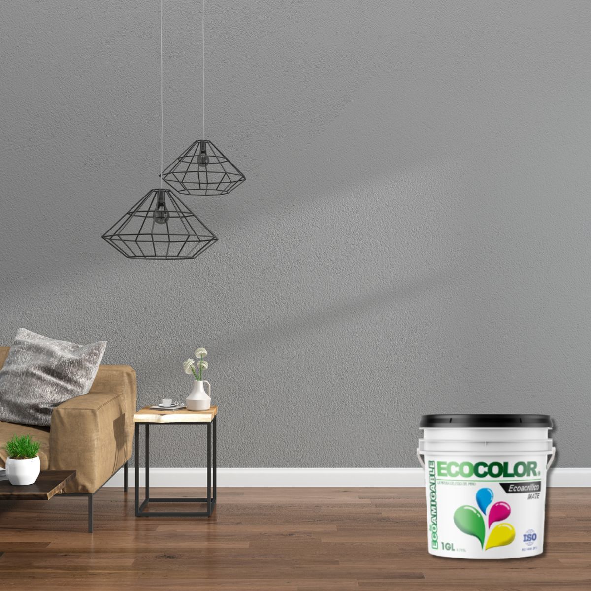 ECOCOLOR - PINTURA ECOLÓGICA ECOACRILICO MATE GRIS PLATA 1GL