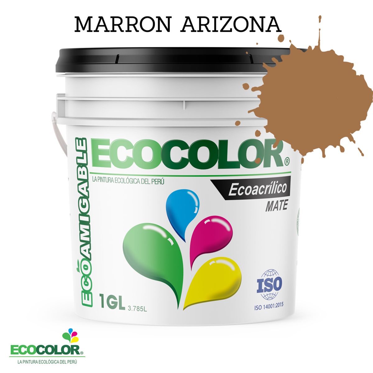 ECOCOLOR - PINTURA ECOLOGICA ECOACRILICO MATE MARRON ARIZONA 1GL