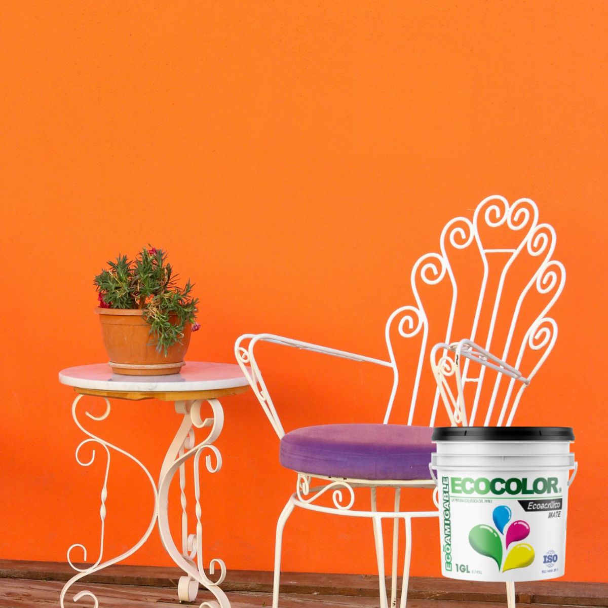 ECOCOLOR - PINTURA ECOLÓGICA ECOACRILICO MATE NARANJA RADIANTE 1GL