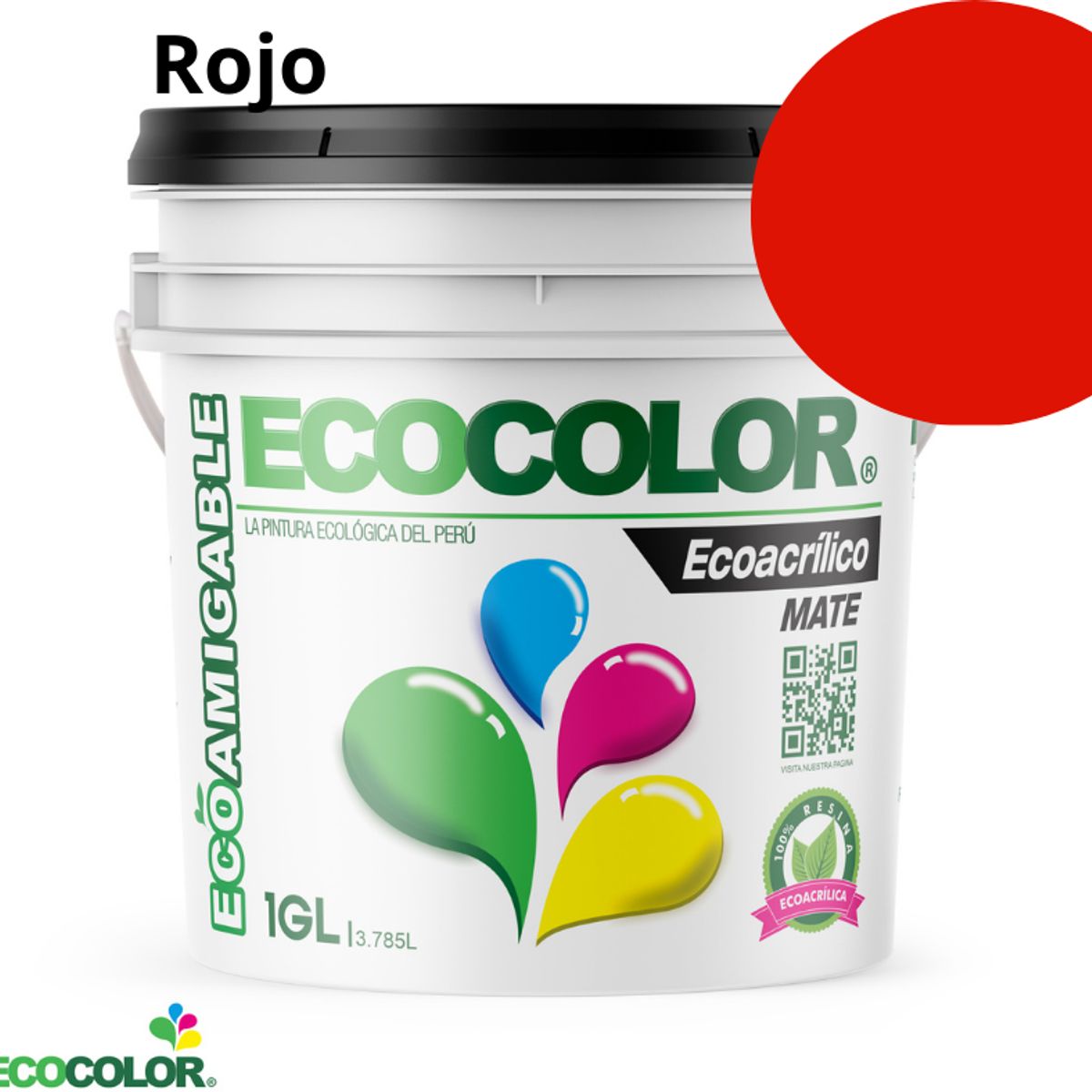 ECOCOLOR - PINTURA ECOCOLOR ECOACRILICO MATE ROJO 1GL
