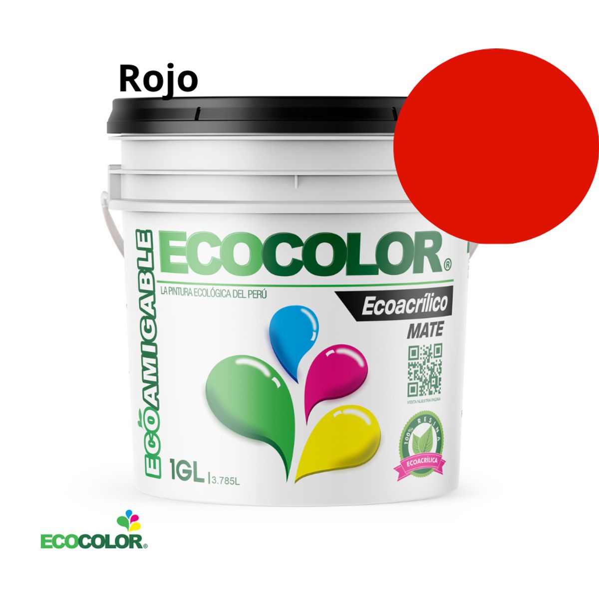 ECOCOLOR - PINTURA ECOCOLOR ECOACRILICO MATE ROJO 1GL