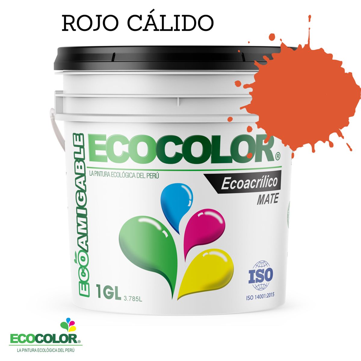 ECOCOLOR - PINTURA ECOCOLOR ECOACRILICO MATE ROJO CÁLIDO 1GL
