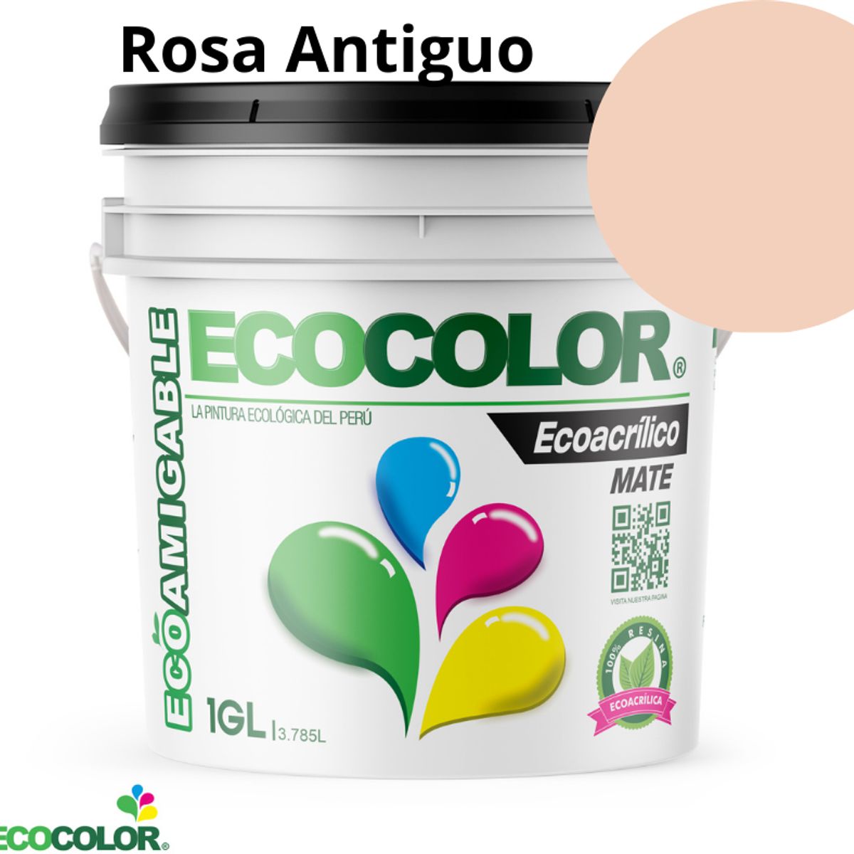 ECOCOLOR - PINTURA ECOCOLOR ECOACRILICO MATE ROSA ANTIGUO 1GL