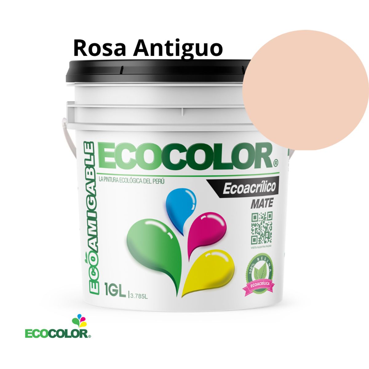 ECOCOLOR - PINTURA ECOCOLOR ECOACRILICO MATE ROSA ANTIGUO 1GL