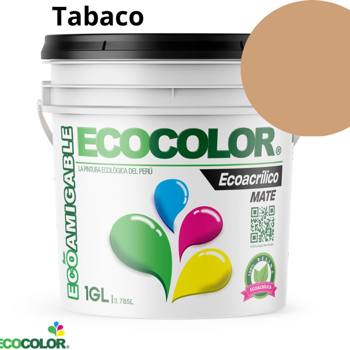 ECOCOLOR - PINTURA ECOLOGICA ECOACRILICO MATE TABACO 1GL