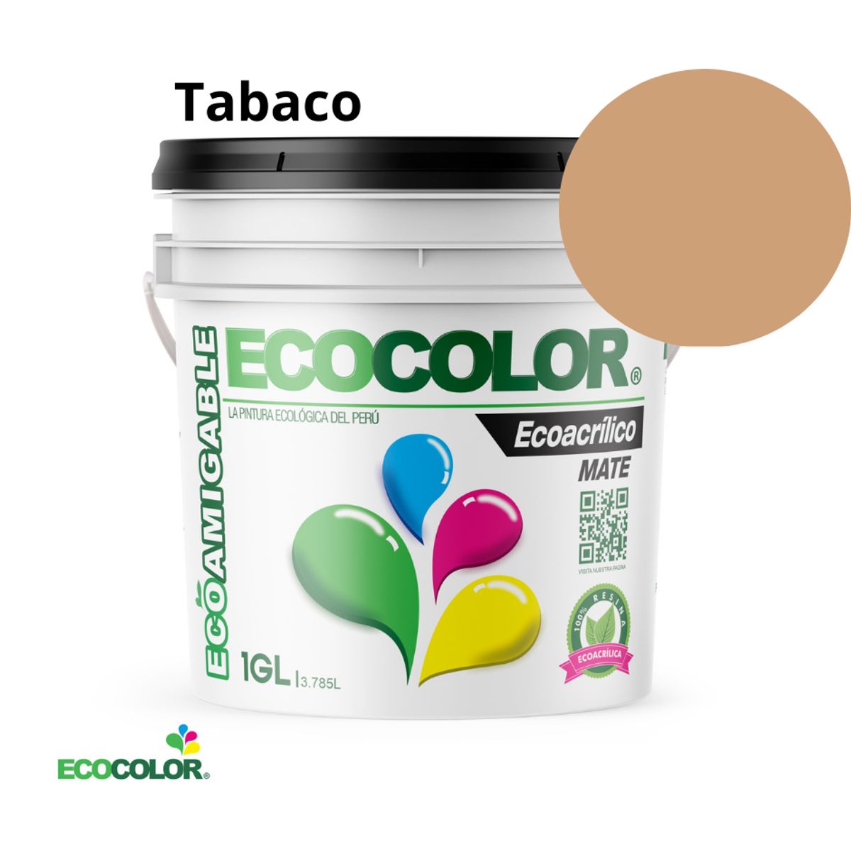 ECOCOLOR - PINTURA ECOLOGICA ECOACRILICO MATE TABACO 1GL