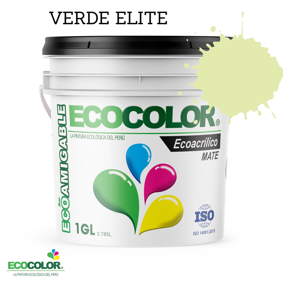 ECOCOLOR - PINTURA ECOLÓGICA ECOACRILICO MATE VERDE ELITE 1GL