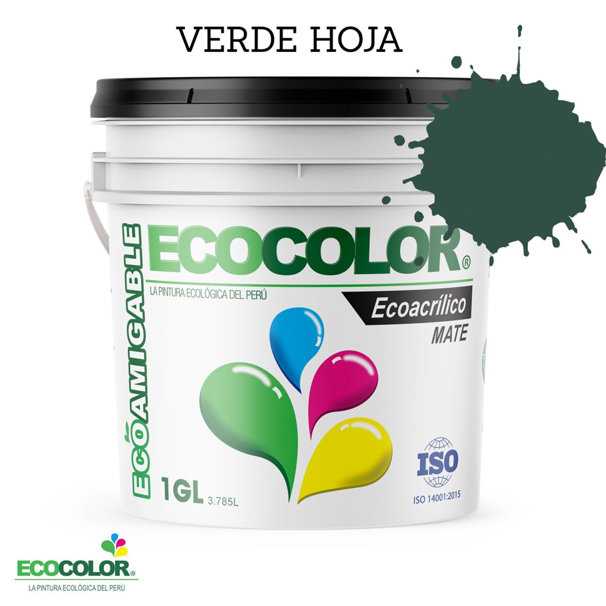 ECOCOLOR - PINTURA ECOLOGICA ECOACRILICO MATE VERDE HOJA 1GL