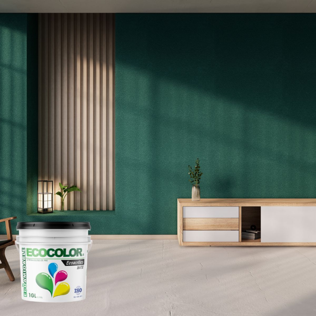 ECOCOLOR - PINTURA ECOLOGICA ECOACRILICO MATE VERDE HOJA 1GL