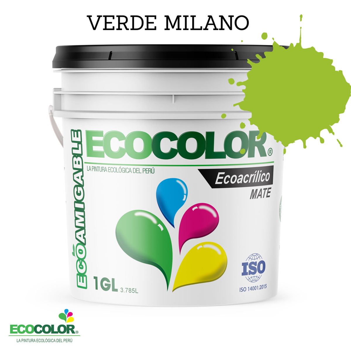 ECOCOLOR - PINTURA ECOLOGICA ECOACRILICO MATE VERDE MILANO 1GL