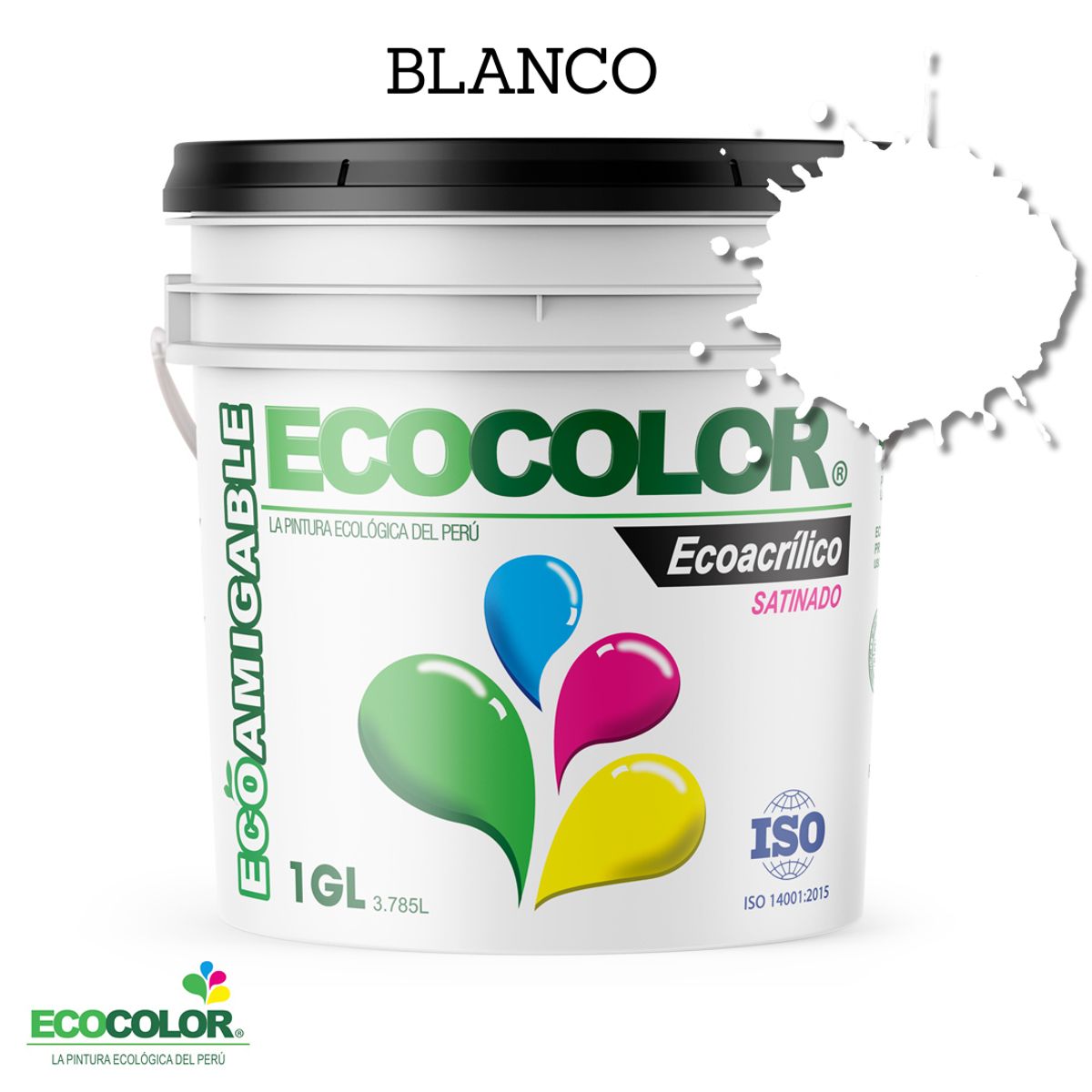ECOCOLOR - PINTURA ECOLOGICA ECOACRILICO SATINADO BLANCO 1GL