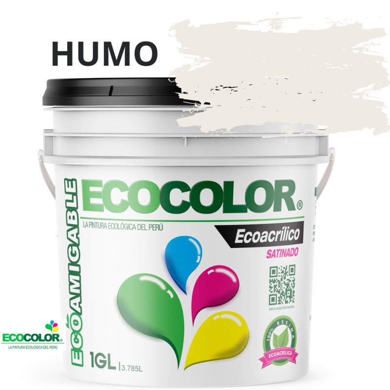 ECOCOLOR - PINTURA ECOCOLOR ECOACRILICO SATINADO HUMO 1GL