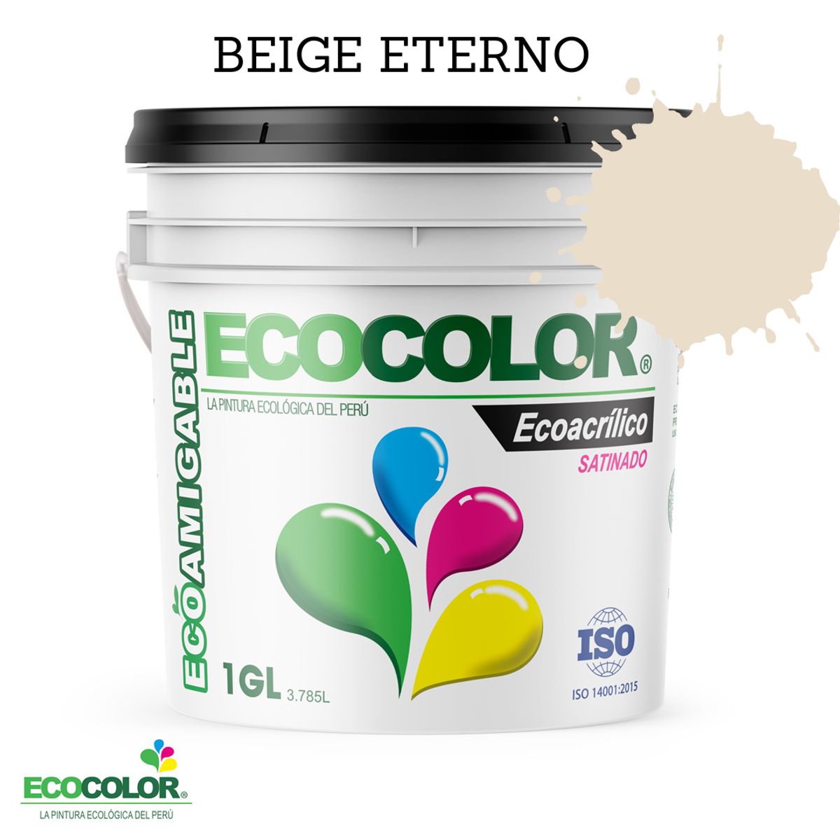 ECOCOLOR - PINTURA ECOLOGICA ECOACRILICO SATINADO BEIGE ETERNO 1GL