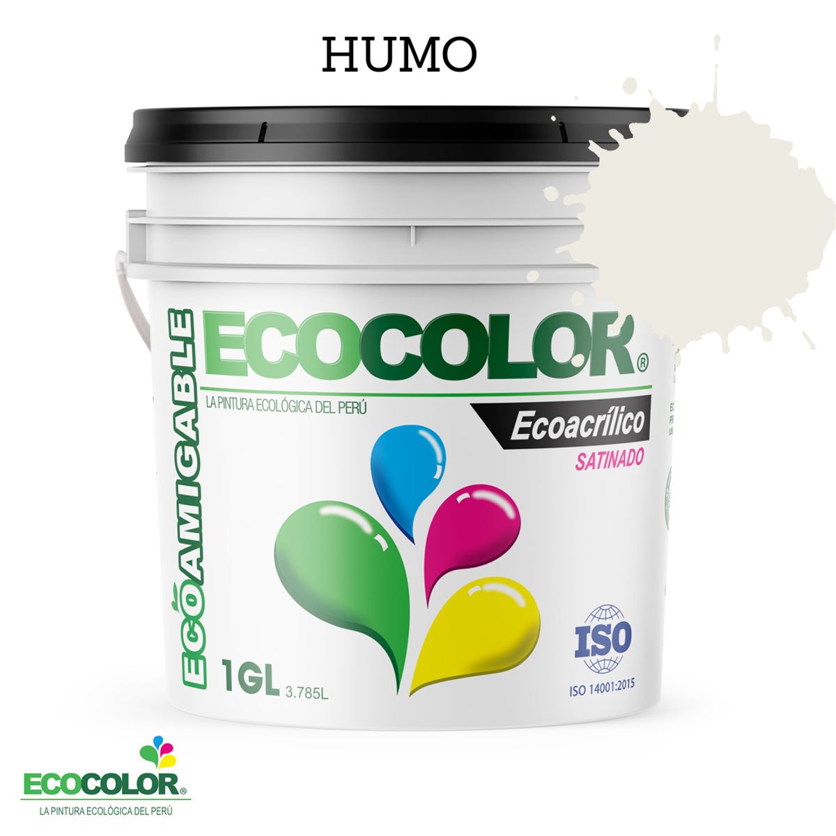 ECOCOLOR - PINTURA ECOLOGICA ECOACRILICO SATINADO BLANCO HUMO 1GL