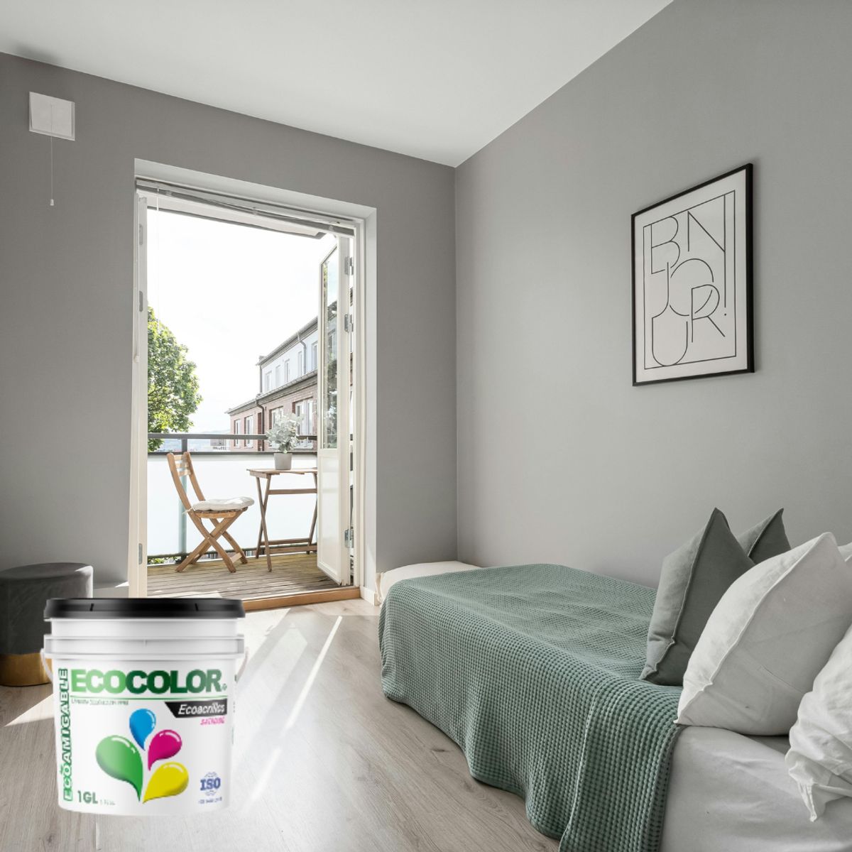 ECOCOLOR - PINTURA ECOLOGICA ECOACRILICO SATINADO GRIS CLASICO 1GL