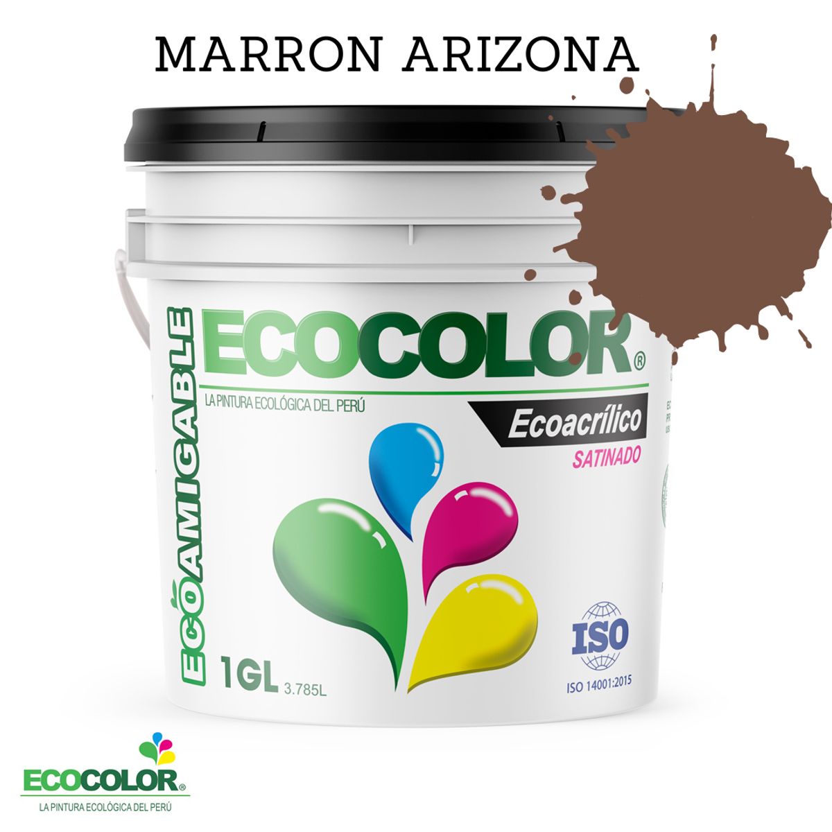 ECOCOLOR - PINTURA ECOLOGICA ECOACRILICO SATINADO MARRON ARIZONA 1GL
