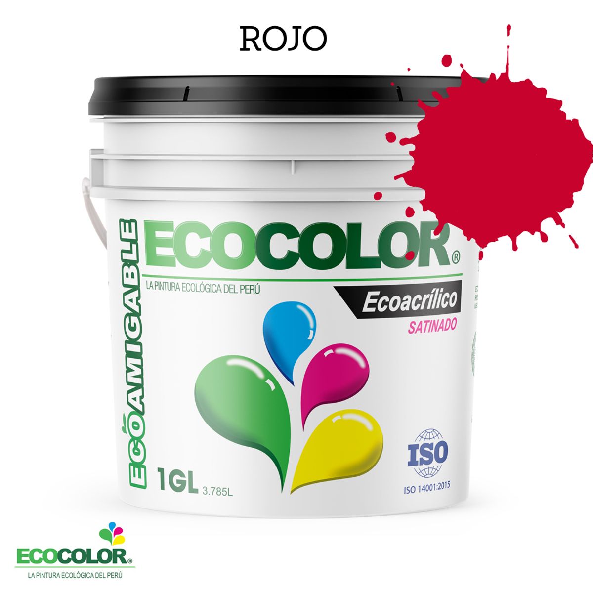 ECOCOLOR - PINTURA ECOLOGICA ECOACRILICO SATINADO ROJO 1GL
