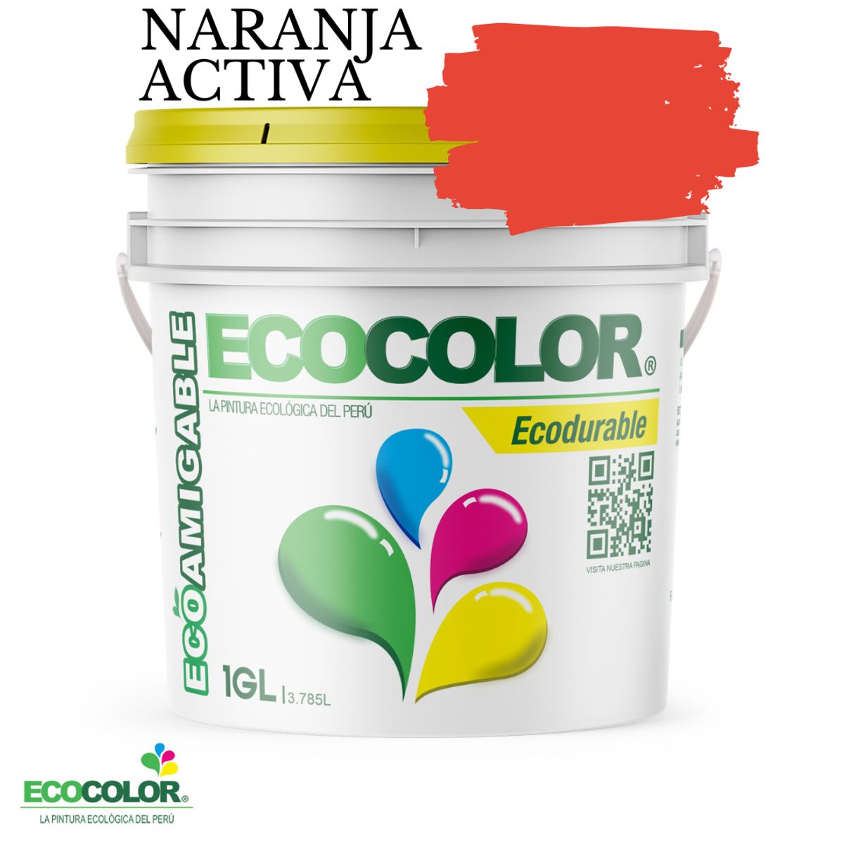 ECOCOLOR - PINTURA ECOCOLOR ECODURABLE NARANJA ACTIVA 1GL