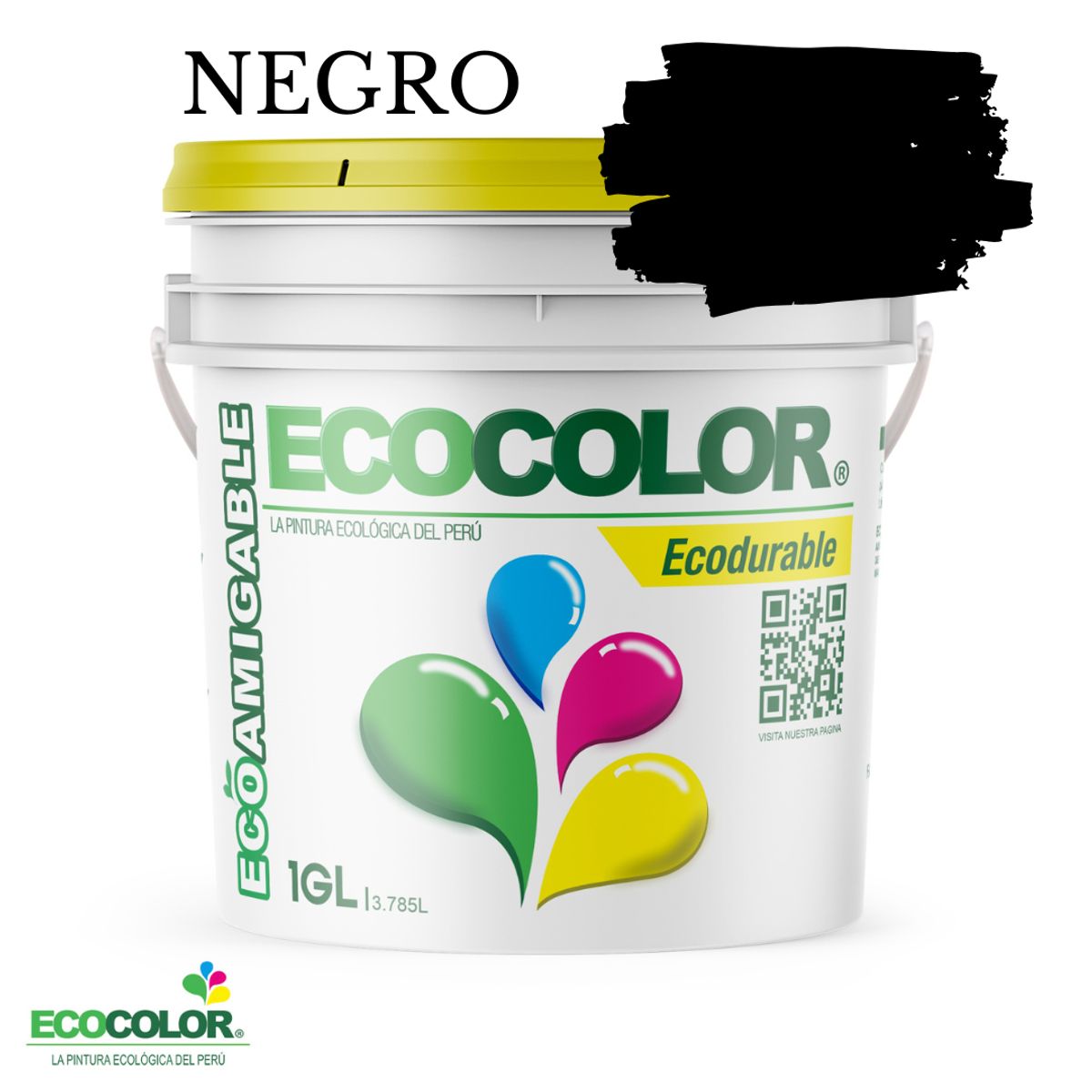 ECOCOLOR - PINTURA ECOCOLOR ECODURABLE NEGRO 1GL
