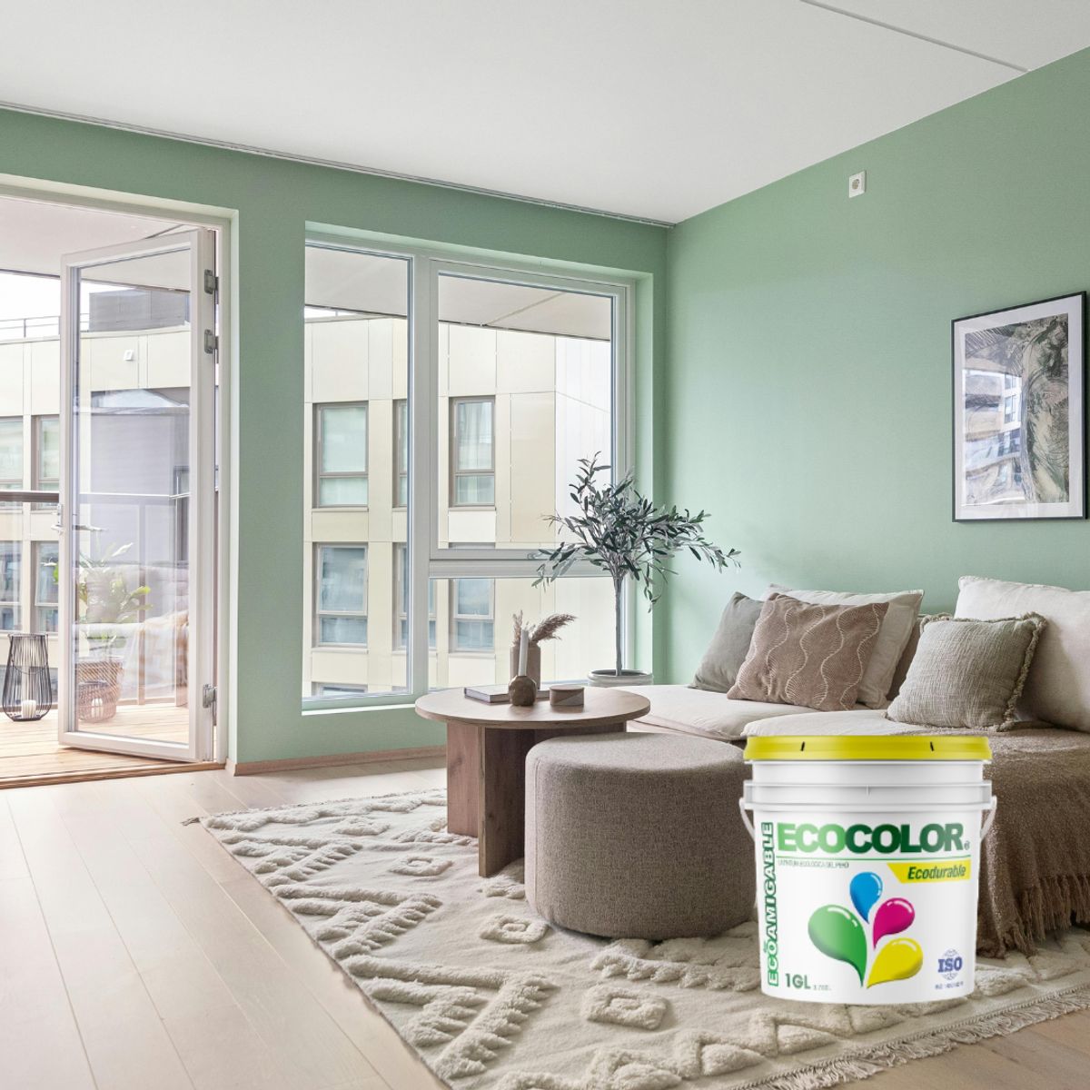ECOCOLOR - PINTURA ECOLOGICA ECODURABLE VERDE NILO 1GL