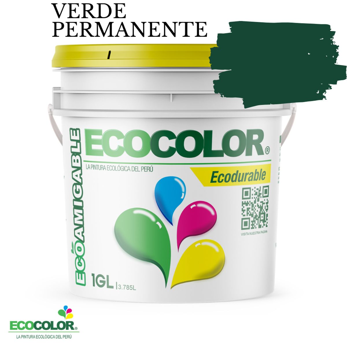ECOCOLOR - PINTURA ECOCOLOR ECODURABLE VERDE PERMANENTE 1GL