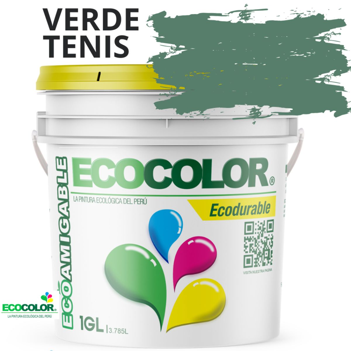 ECOCOLOR - PINTURA ECOLOGICA ECODURABLE VERDE TENIS 1GL