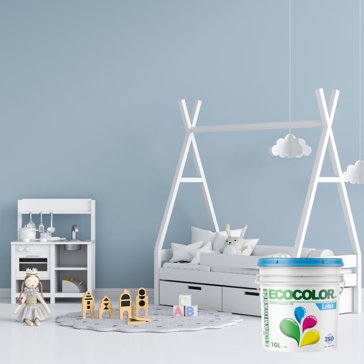 ECOCOLOR - PINTURA ECOLOGICA LATEX AZUL ORIENTE 1GL