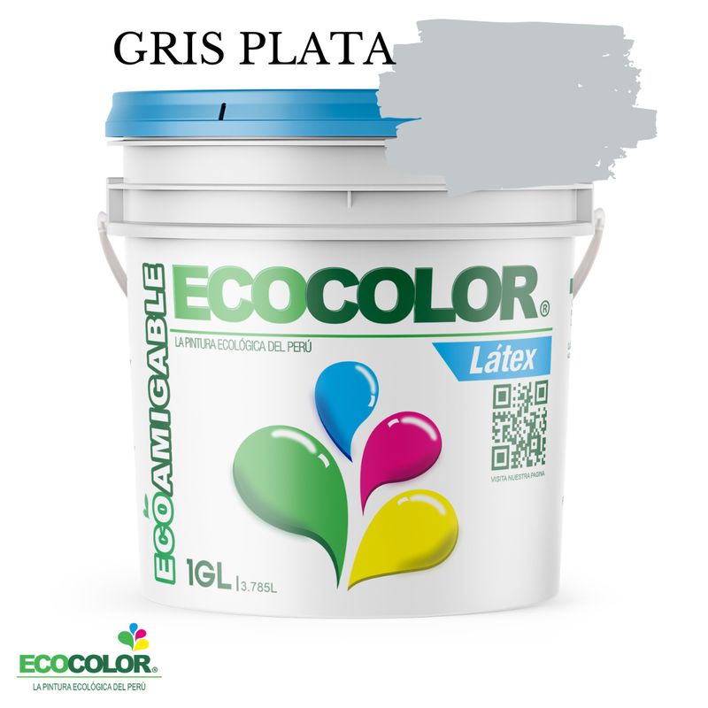 ECOCOLOR - PINTURA ECOCOLOR LATEX GRIS PLATA 1GL