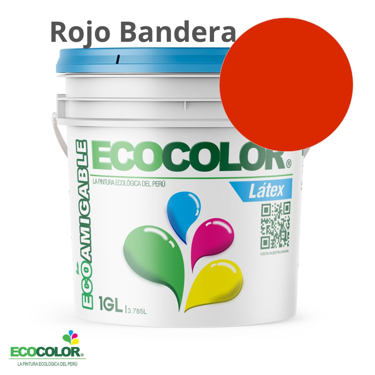 ECOCOLOR - PINTURA ECOCOLOR LATEX  ROJO BANDERA 1GL