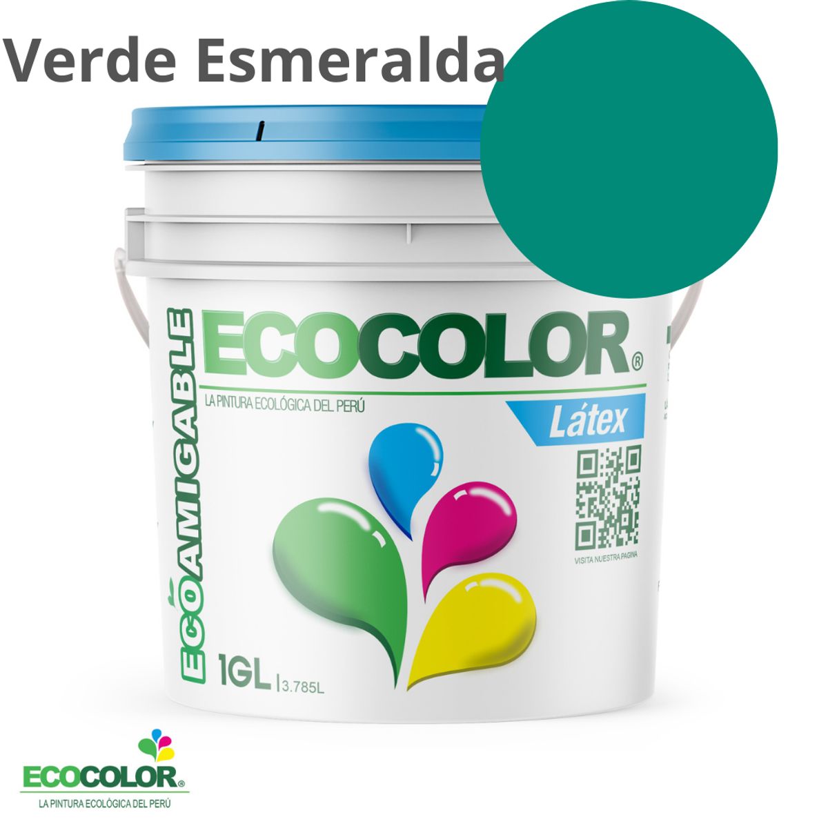 ECOCOLOR - PINTURA ECOCOLOR LATEX  VERDE ESMERALDA 1GL