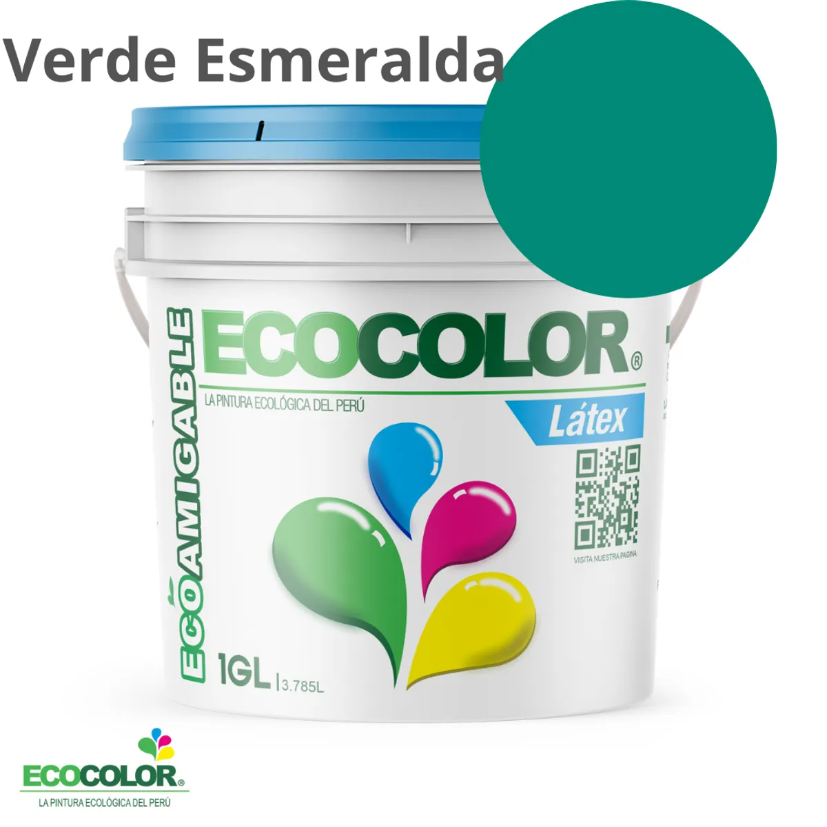 ECOCOLOR - PINTURA ECOCOLOR LATEX  VERDE ESMERALDA 1GL