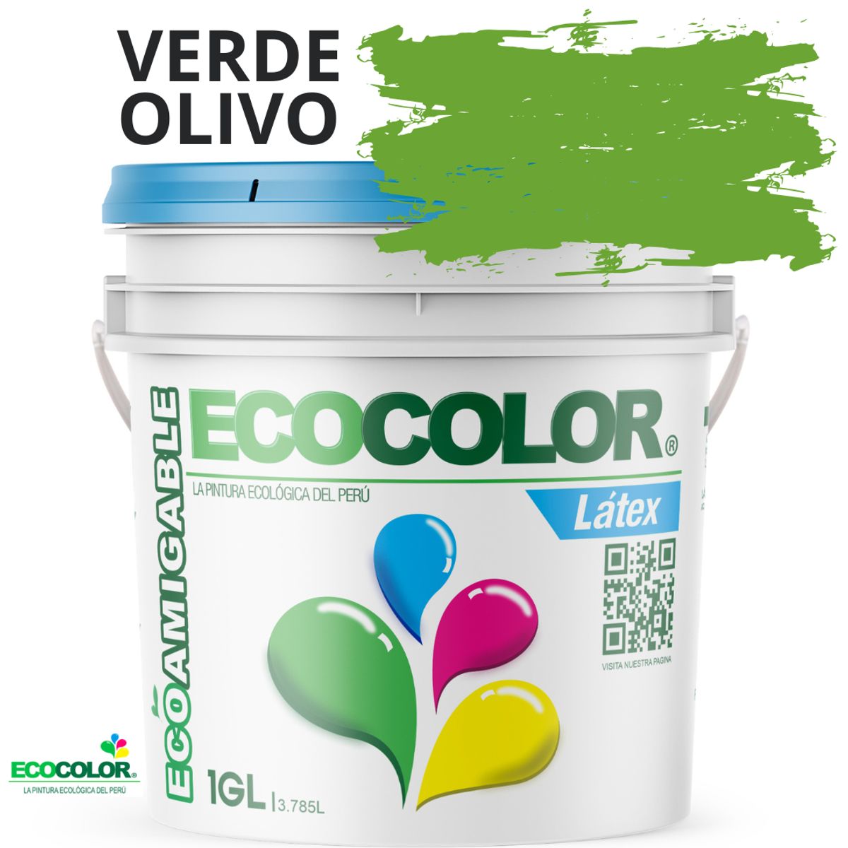ECOCOLOR - PINTURA ECOCOLOR LATEX  VERDE OLIVO 1GL