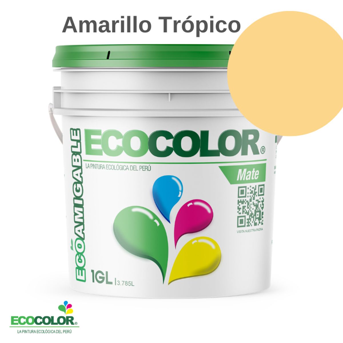 ECOCOLOR - PINTURA ECOCOLOR MATE AMARILLO TROPICO 1GL