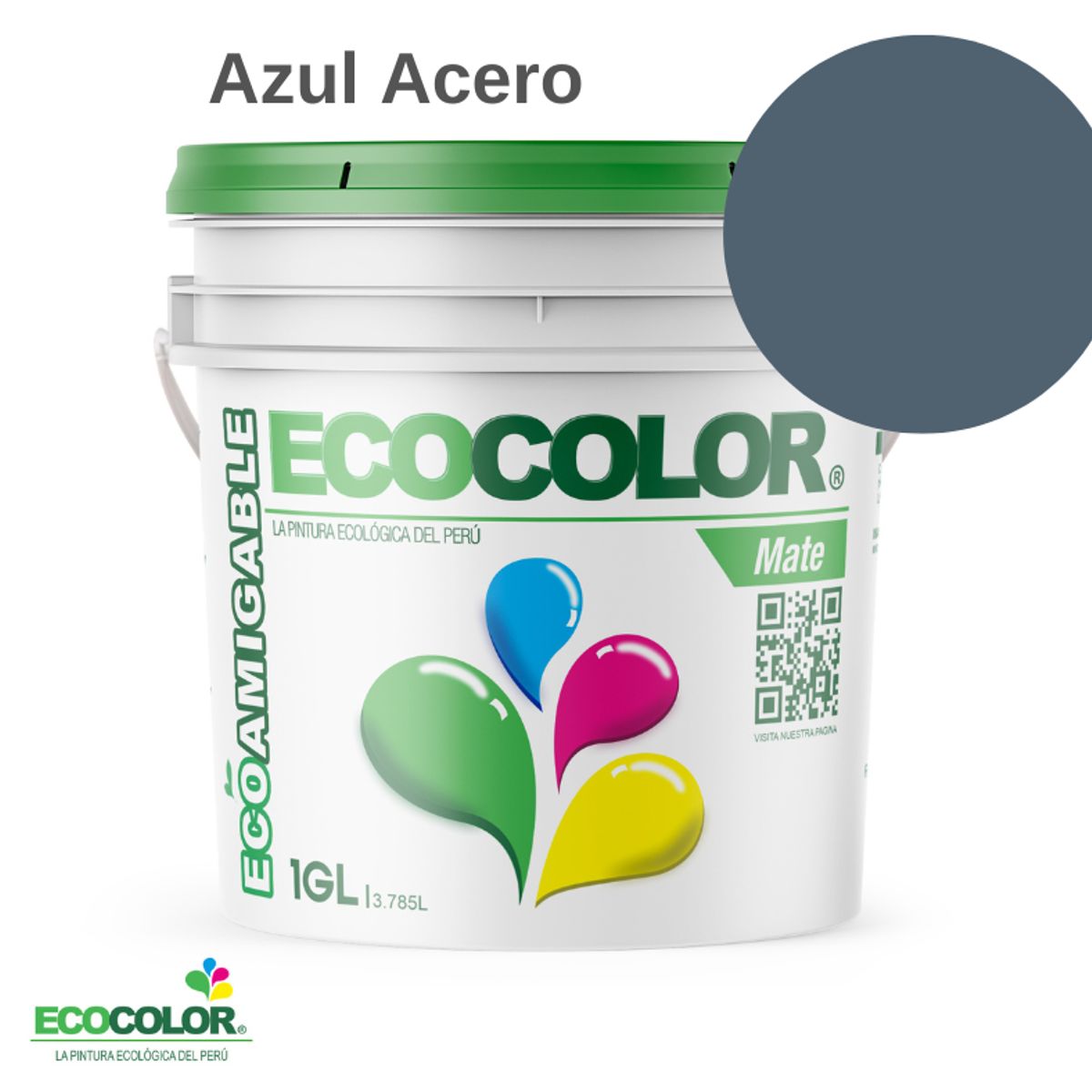 ECOCOLOR - PINTURA ECOLOGICA MATE AZUL ACERO 1GL