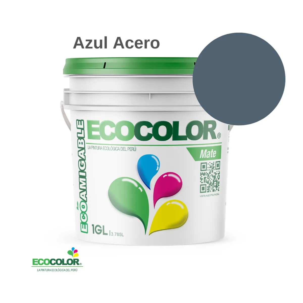 ECOCOLOR - PINTURA ECOLOGICA MATE AZUL ACERO 1GL
