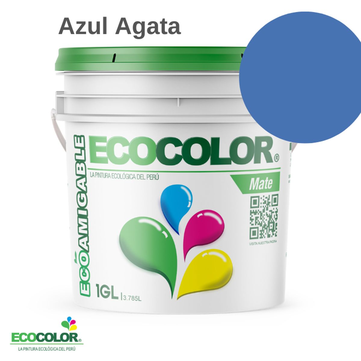 ECOCOLOR - PINTURA ECOLOGICA MATE AZUL AGATA 1GL