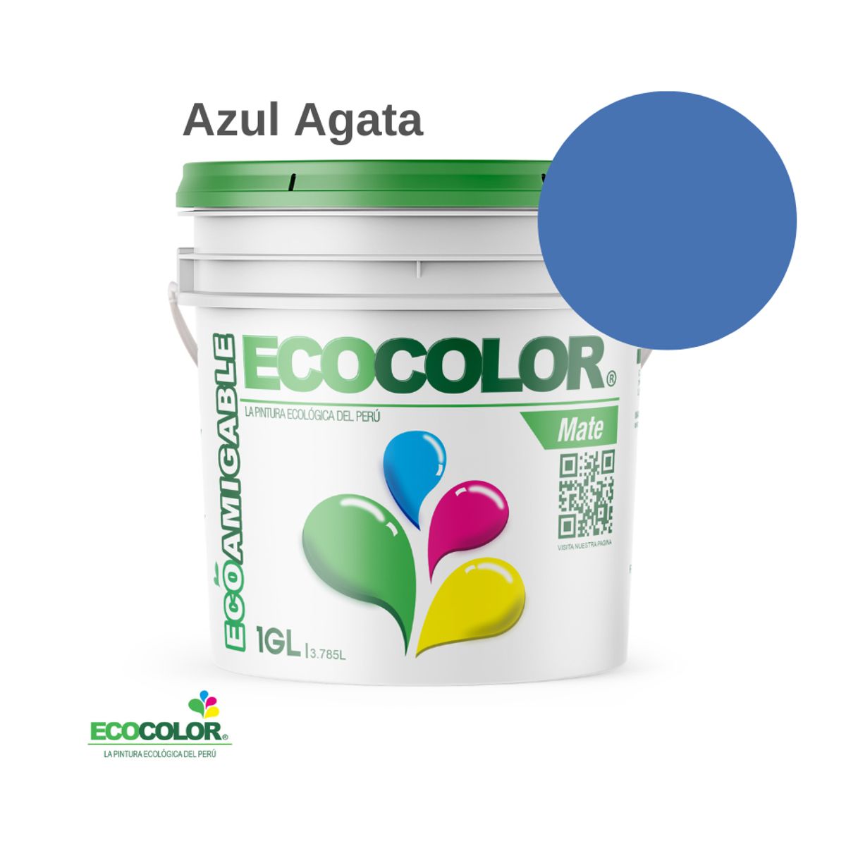ECOCOLOR - PINTURA ECOLOGICA MATE AZUL AGATA 1GL