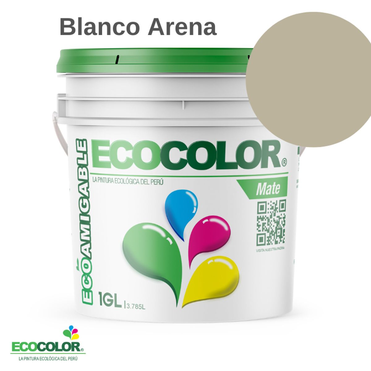 ECOCOLOR - PINTURA ECOCOLOR MATE BLANCO ARENA 1GL