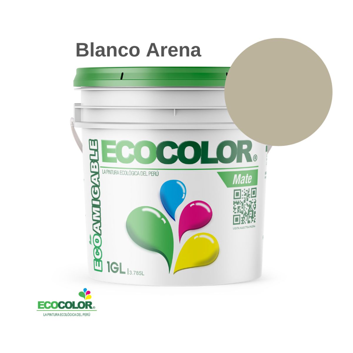 ECOCOLOR - PINTURA ECOCOLOR MATE BLANCO ARENA 1GL
