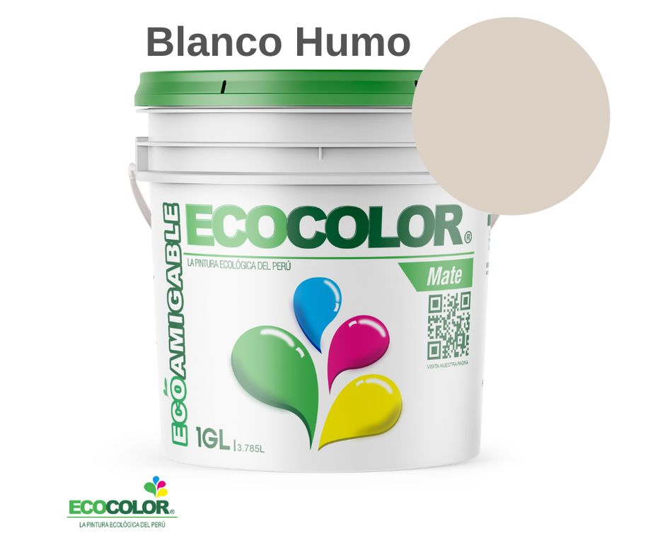 PINTURA ECOCOLOR MATE BLANCO HUMO 1GL | Sodimac Perú