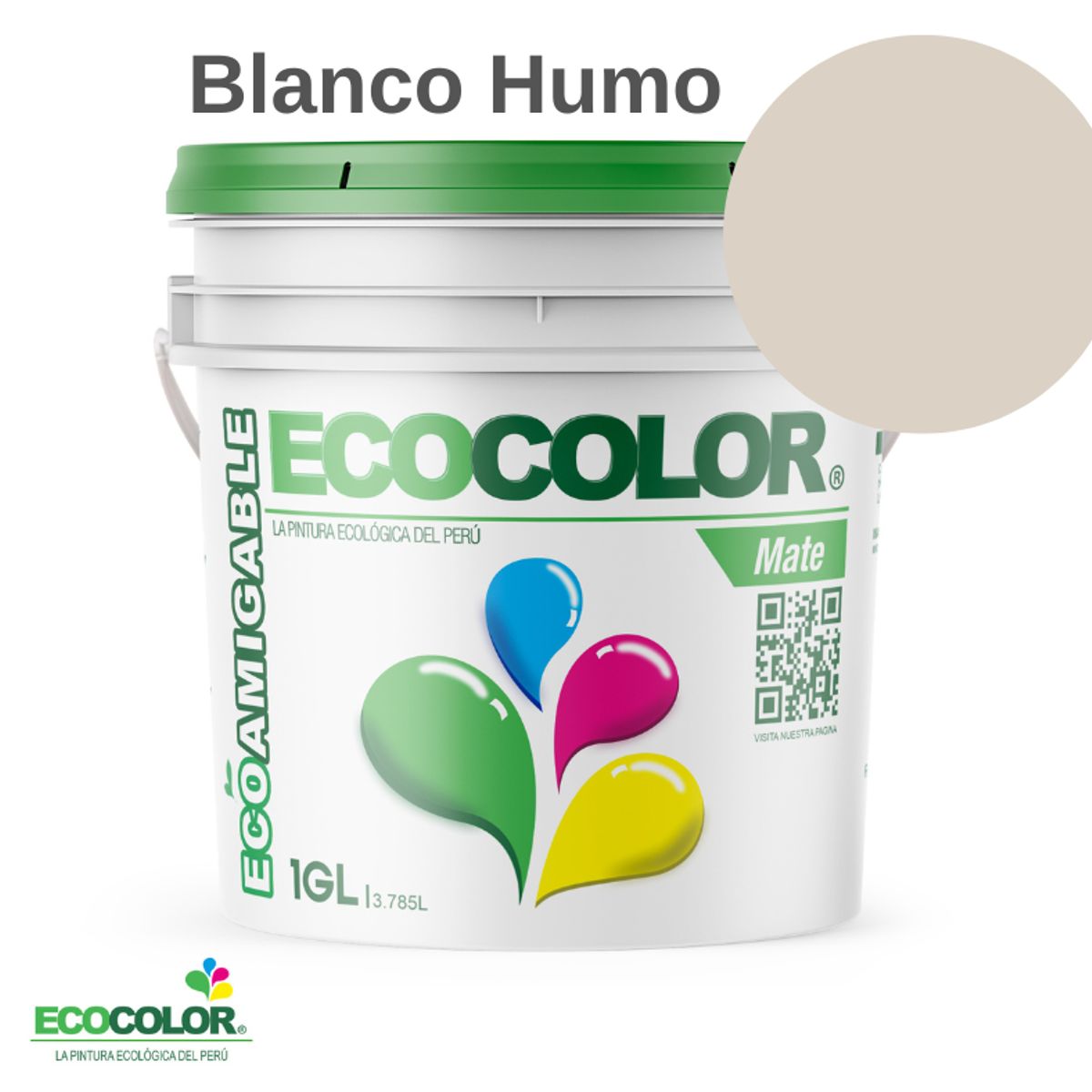 ECOCOLOR - PINTURA ECOCOLOR MATE BLANCO HUMO 1GL