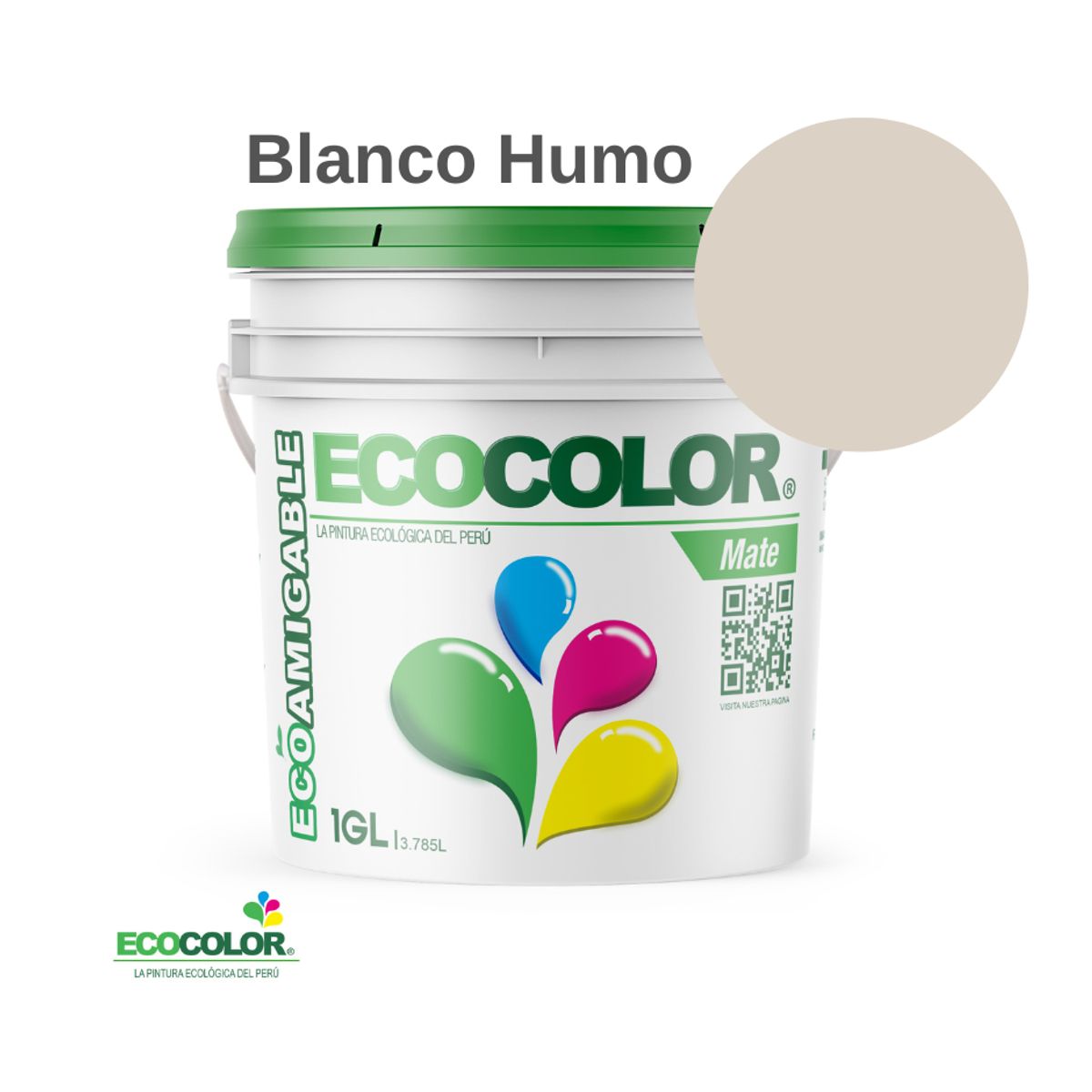 ECOCOLOR - PINTURA ECOCOLOR MATE BLANCO HUMO 1GL