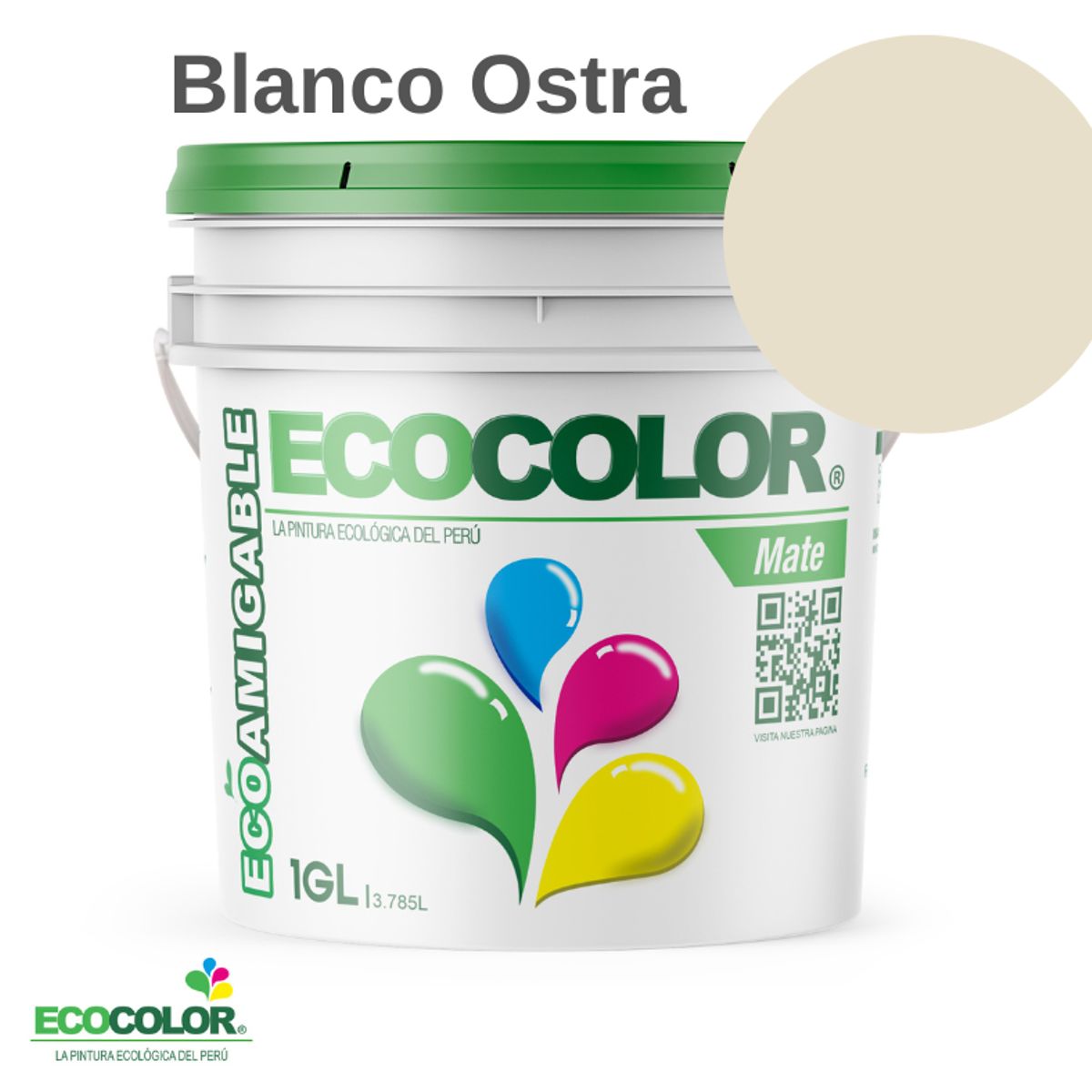 ECOCOLOR - PINTURA ECOCOLOR MATE BLANCO OSTRA 1GL