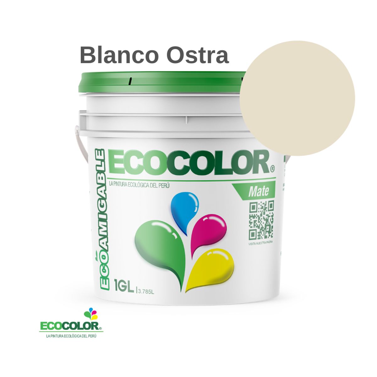 ECOCOLOR - PINTURA ECOCOLOR MATE BLANCO OSTRA 1GL
