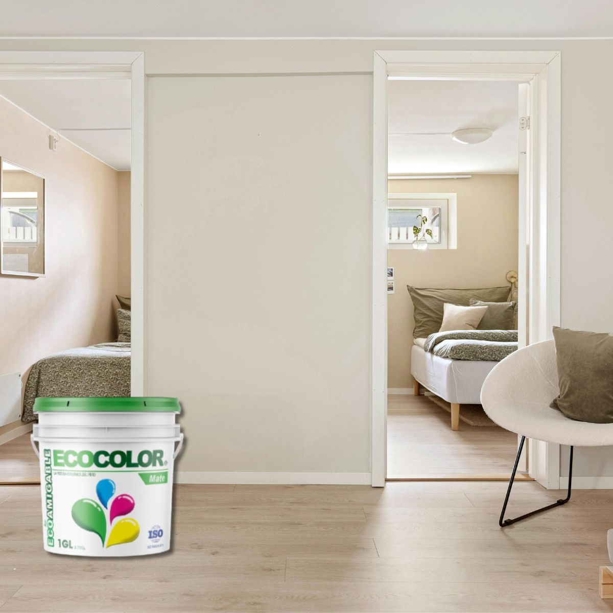 ECOCOLOR - PINTURA ECOCOLOR MATE BLANCO OSTRA 1GL