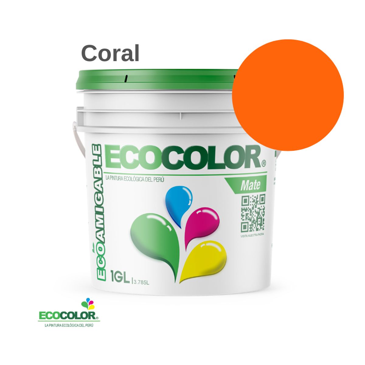 ECOCOLOR - PINTURA ECOCOLOR MATE CORAL 1GL