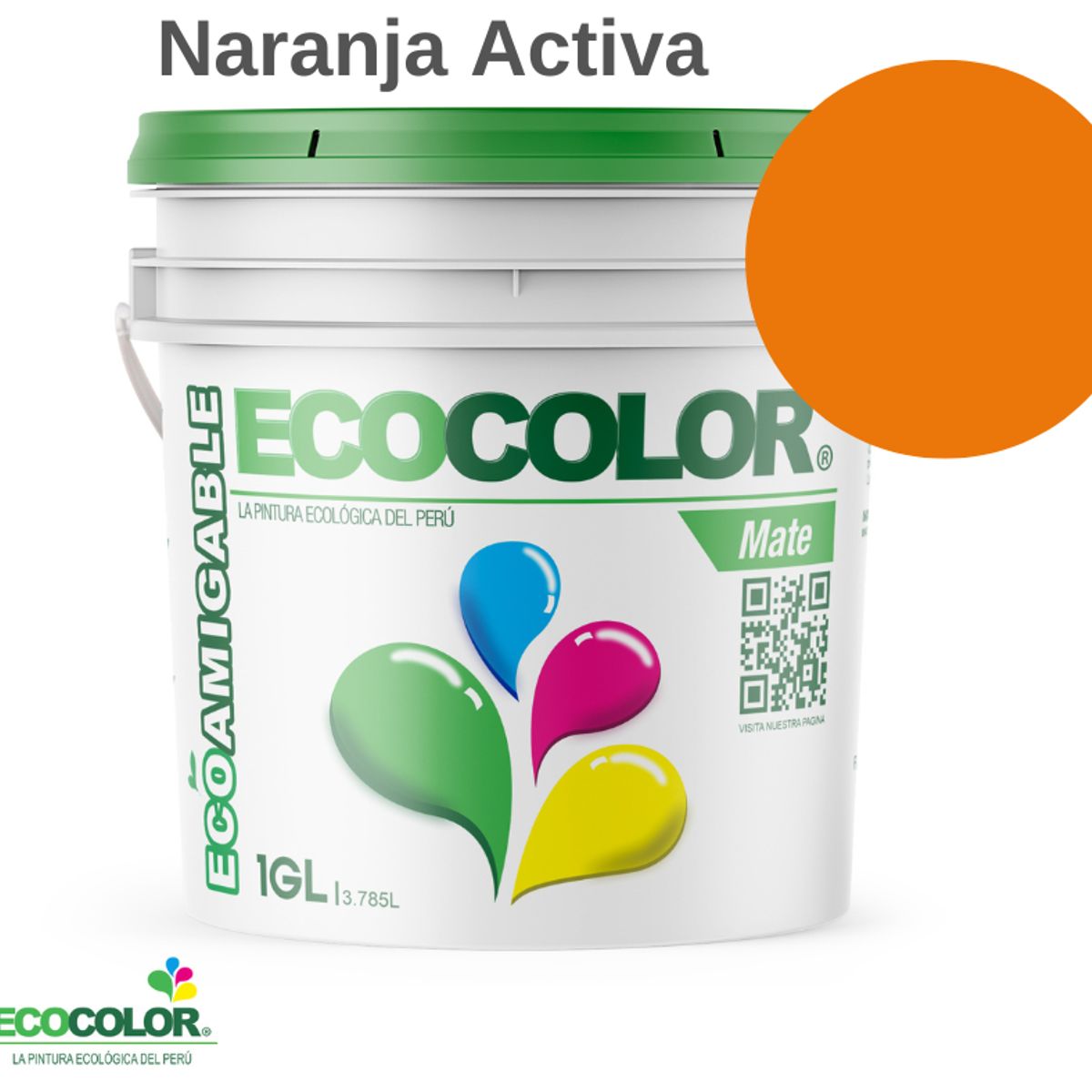 ECOCOLOR - PINTURA ECOCOLOR MATE NARANJA ACTIVA 1GL